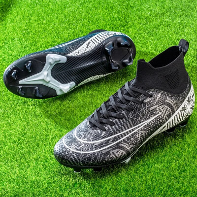 Pantofi cu gleznă înaltă pentru bărbați, pantofi de fotbal TF/FG, pentru copii, pentru exterior, crampoane lungi, profesie, pantofi de fotbal, șosete, pantofi de futsal