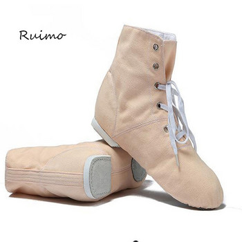 Танцови обувки Момиче High Uppe Възрастни Деца Платнени джаз ботуши Нови тренировъчни обувки Меко дъно Танцови обувки Балетни обувки Дамски модерни