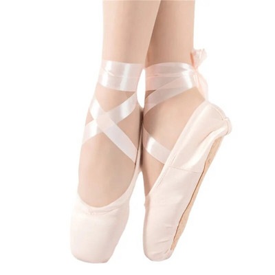 Размер 28-43 LUCYLEYTE Обувки за балетни пуанти за деца и възрастни Дамски професионални дамски обувки с панделки