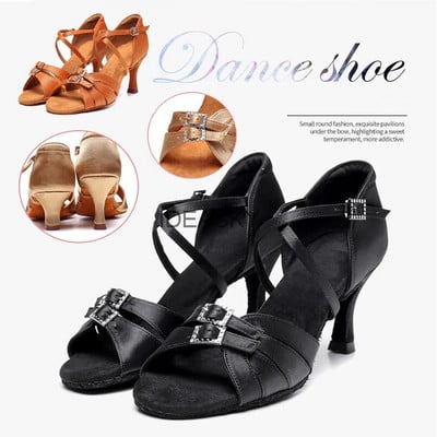 Нови модни бални обувки с меко дъно за латиноамерикански танци Дамски обувки за професионални танци за салса Високи токчета 5CM/7cm