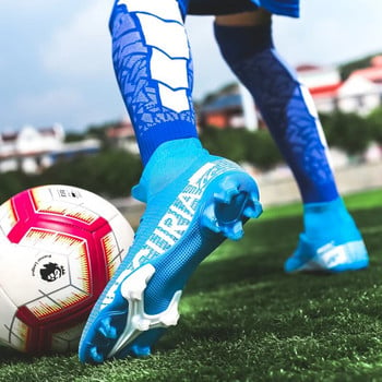 Професионални футболни обувки FG/TF за възрастни Неплъзгащи се футболни обувки с дълги шипове Млади деца Бутли с високи глезени Футболни маратонки на трева