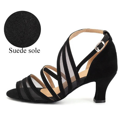 DKZSYIM Pantofi de dans pentru femei, profesionale, pentru sala de bal latină, tango, plasă de catifea, pentru interior, cu talpă moale, pantofi de dans pentru femeie, fete, 5-7 cm, în aer liber