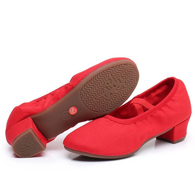 Deju apavi sievietēm, meitenēm, dāmām, latīņu balles zāle, modernas salsas treniņu deju apavi ar slēgtu purngalu Kvadrātveida deju mīksta gumijas zole