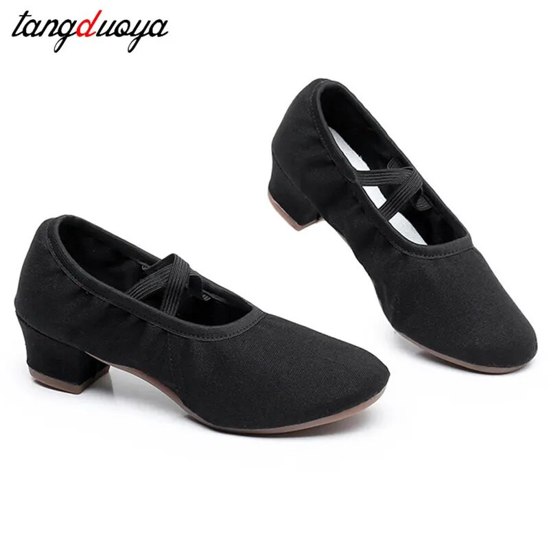 Deju apavi sievietēm, meitenēm, dāmām, latīņu balles zāle, modernas salsas treniņu deju apavi ar slēgtu purngalu Kvadrātveida deju mīksta gumijas zole
