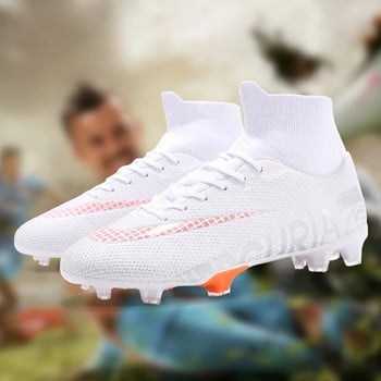 Мъжки футболни обувки с дълги шипове, футболни обувки за възрастни FG/TF, нехлъзгащи се детски високи глезени, професионални футболни маратонки за трева 2023 г.