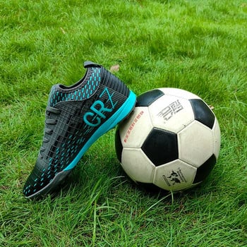 Нови мъжки обувки за футбол на закрито с трева Футболни обувки Удобни тренировъчни ултралеки нехлъзгащи се буталки за футзал Дълги шипове Високи глезени