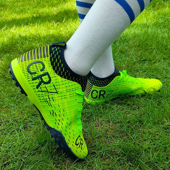 Нови мъжки обувки за футбол на закрито с трева Футболни обувки Удобни тренировъчни ултралеки нехлъзгащи се буталки за футзал Дълги шипове Високи глезени