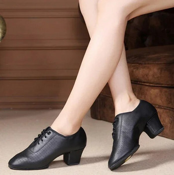 Γυναικεία παπούτσια λάτιν χορού 5 εκατοστών τακούνι Cowhilde Γυναικεία παπούτσια χορού για κορίτσια Γυναικεία παπούτσια χορού Waltz Tango Foxtrot Παπούτσια Leopard Ballroom