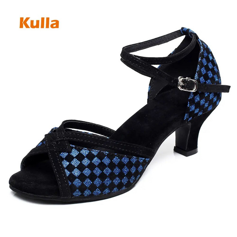 Naiste Salsa tantsujalatsid Hõbedased tumesinised Ladina tantsujalatsid Pehme välistald Tüdrukutele Ballroom Tango tantsujalatsid Naiste Sandaalid Kontsad