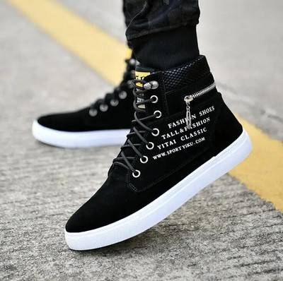 Pantofi de skateboard pentru bărbați Pantofi de înalți pantofi sport ocazional Pantofi de stradă pentru bărbați Pantofi pentru bărbați Pantofi de mers din piele Chaussure Homme