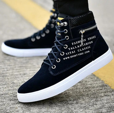 Pantofi de skateboard pentru bărbați Pantofi de înalți pantofi sport ocazional Pantofi de stradă pentru bărbați Pantofi pentru bărbați Pantofi de mers din piele Chaussure Homme