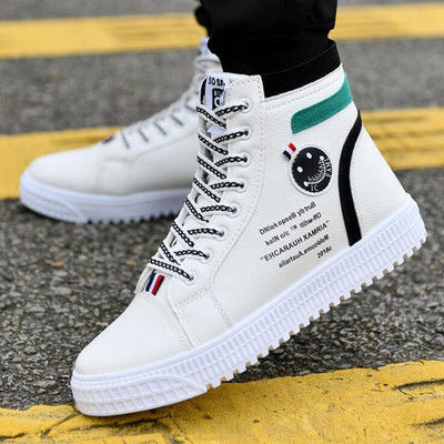 Pantofi de skateboard pentru bărbați Pantofi de înalți pantofi sport ocazional Pantofi de stradă pentru bărbați Pantofi pentru bărbați Pantofi de mers din piele Chaussure Homme