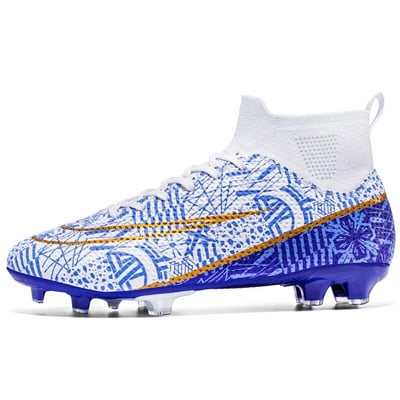 Нови високи футболни обувки с дълги шипове, детски футболни обувки за трева, противоплъзгащи се FG/TF Zapatos De Futbol, висококачествени маратонки