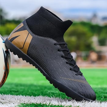 Мъжки футболни бутонки Футболни обувки Тренировъчни бутонки за глезени Професионални външни устойчиви на износване неплъзгащи се дълги шипове TF/FG Червени нови