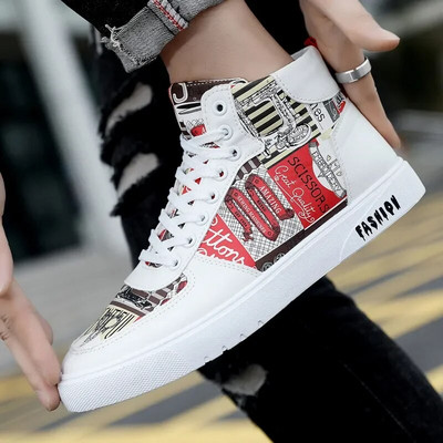 Pantofi la modă pentru bărbați, stil graffiti, primăvară, toamnă, pentru studenți, pantofi pentru bărbați, punk de stradă, ocazional, pantofi de tenis, pantofi pentru bărbați