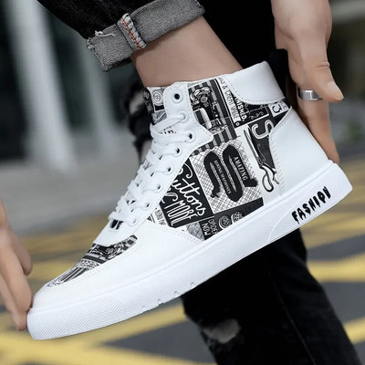 Pantofi la modă pentru bărbați, stil graffiti, primăvară, toamnă, pentru studenți, pantofi pentru bărbați, punk de stradă, ocazional, pantofi de tenis, pantofi pentru bărbați
