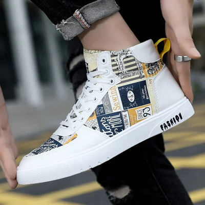 Pantofi la modă pentru bărbați, stil graffiti, primăvară, toamnă, pentru studenți, pantofi pentru bărbați, punk de stradă, ocazional, pantofi de tenis, pantofi pentru bărbați