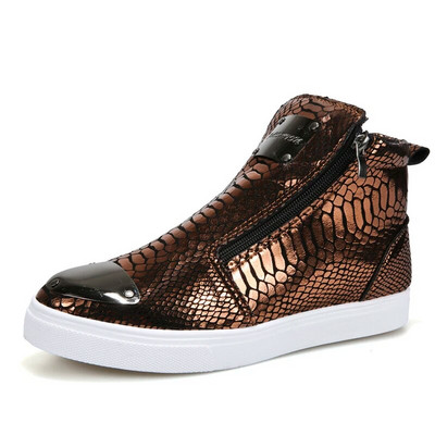 Trendikas mustad kõrge ülaosaga meeste rulajalatsid Hip Hop Snake Nahk Luksuslikud tossud Meeste vabaaja spordijalatsid Meeste jaoks