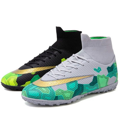 Futsal Jalgpallisaapad Meeste Teismeliste Jalgpallijalatsid Professionaalsed Matš TF/FG Libisemisvastane treening Kõrge ülaosaga klambrid jalatsid Täiskasvanute 2023