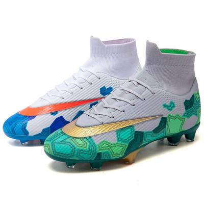 Futsal Jalgpallisaapad Meeste Teismeliste Jalgpallijalatsid Professionaalsed Matš TF/FG Libisemisvastane treening Kõrge ülaosaga klambrid jalatsid Täiskasvanute 2023