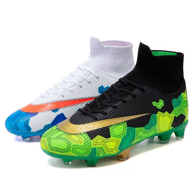 Futsal Jalgpallisaapad Meeste Teismeliste Jalgpallijalatsid Professionaalsed Matš TF/FG Libisemisvastane treening Kõrge ülaosaga klambrid jalatsid Täiskasvanute 2023