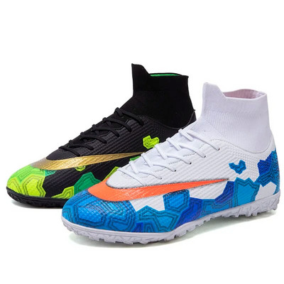 Futsal Jalgpallisaapad Meeste Teismeliste Jalgpallijalatsid Professionaalsed Matš TF/FG Libisemisvastane treening Kõrge ülaosaga klambrid jalatsid Täiskasvanute 2023