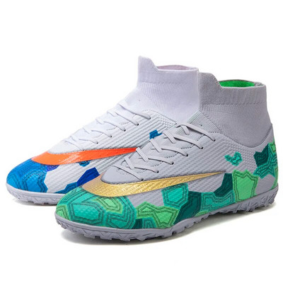 Futsal Jalgpallisaapad Meeste Teismeliste Jalgpallijalatsid Professionaalsed Matš TF/FG Libisemisvastane treening Kõrge ülaosaga klambrid jalatsid Täiskasvanute 2023