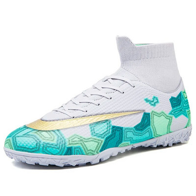 Futsal Jalgpallisaapad Meeste Teismeliste Jalgpallijalatsid Professionaalsed Matš TF/FG Libisemisvastane treening Kõrge ülaosaga klambrid jalatsid Täiskasvanute 2023