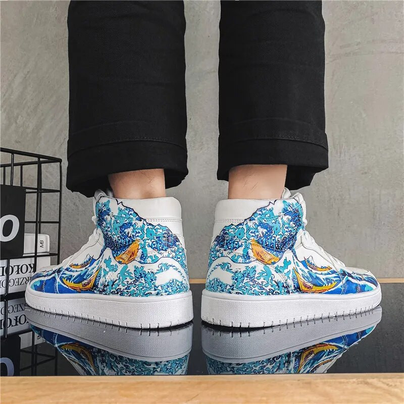 Meeste multifilmikingad Hingavad treeningud Meeste lõuendijalatsid Vabaaja vulkaniseeritud kingad Kõrge ülaosaga Anime-tossud Lamedad rulajalatsid Meeste