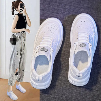 Маратонки Дамски обувки Модни бели външни атлетични дишащи летни обувки с връзки Скейтборд Дамски спортни висококачествени