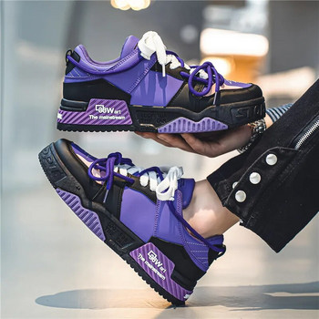 Καυτές εκπτώσεις Trend Purple Sneakers Ανδρικά παπούτσια Skateboard 2023 Designer Lace-up Skate Sneakers For Men Platform Παπούτσια tenis masculino