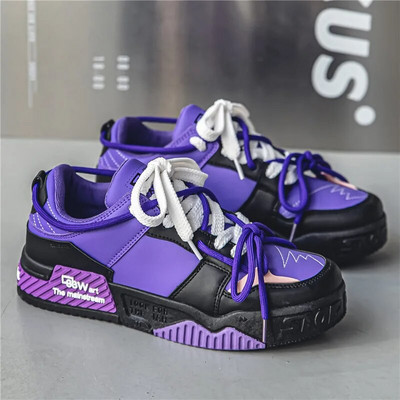 Hot sale Trend Purple Sneakers Men Skateboard Shoes 2023 Designer Lace-up Skate Sneakers For Men Platform Shoes tenis masculino