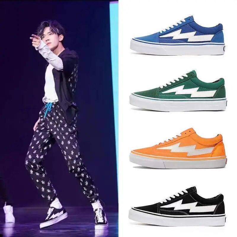 Meeste vulkaniseeritud jalanõud klassikalised mustad välgujalatsid Moepoiste spordijalatsid Tänavapunased rulatossud