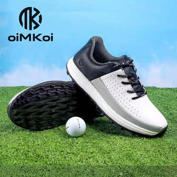 Нови мъжки обувки за голф Водоустойчиви нехлъзгащи се спортни обувки Въртяща се катарама Мъжки обувки за голф на открито