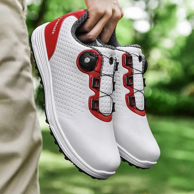 Pantofi de golf noi, impermeabili, pentru bărbați, pantofi de golf confortabili, cu șireturi rapide, încălțăminte pentru mers în aer liber, pantofi sport anti-alunecare
