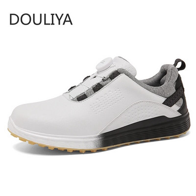 Pantofi de golf pentru bărbați, piele impermeabilă, pantofi sport pentru jucători de golf, pantofi de golf cu șireturi rapide, încălțăminte confortabilă pentru mers pe jos pentru golf