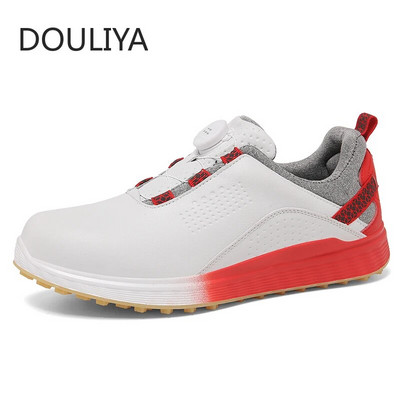 Pantofi de golf pentru bărbați, piele impermeabilă, pantofi sport pentru jucători de golf, pantofi de golf cu șireturi rapide, încălțăminte confortabilă pentru mers pe jos pentru golf