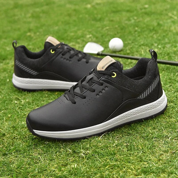 Обувки за голф Мъжки професионални водоустойчиви спортни маратонки за голф Тревни обувки за голф Дамски удобни маратонки за ходене Черни
