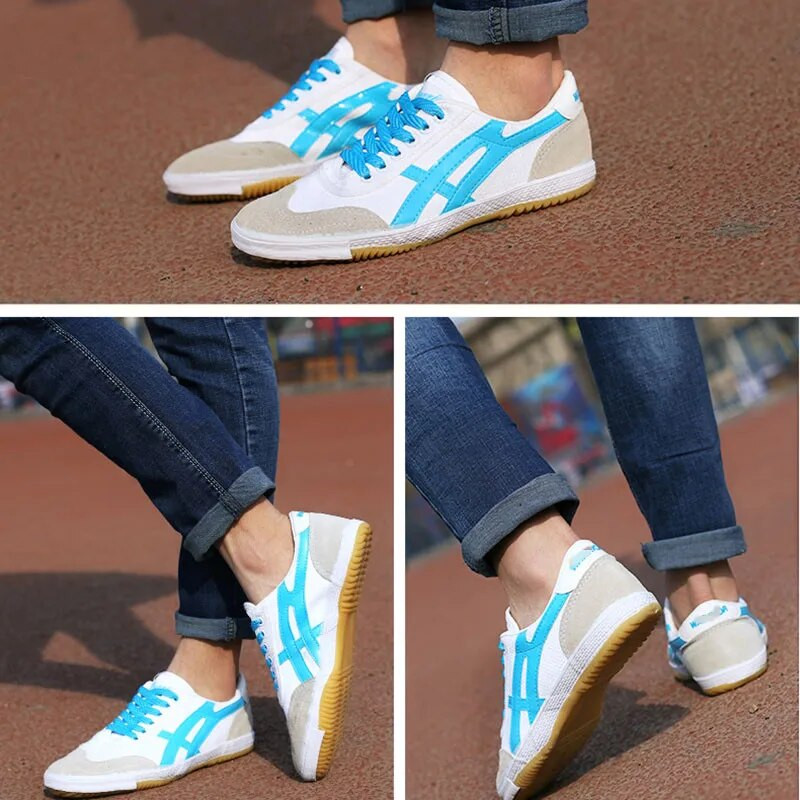USHINE EU34-44 Ποιότητας κόκκινο μπλε καμβάς Κλασικά ρετρό παπούτσια επιτραπέζιας αντισφαίρισης Fitness KungFu TaiChi παπούτσια για άνδρες γυναίκες