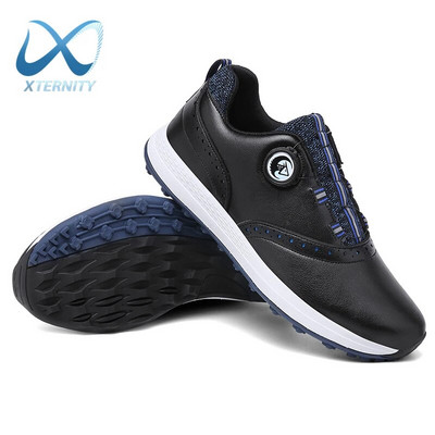 Casual Quick Lacing Golf Shoes Waterproof Non-Slip Golf Sneakers Men`s Professional Golfer Footwear Golfing Sports Walking Shoes