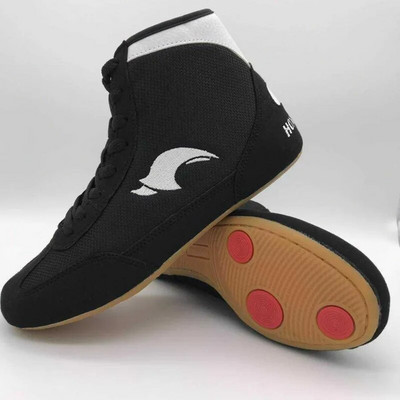 TaoBo Brand HONGGANG Small Size 28 29 Kid Wrestling Shoes Adult Mid Cut Boxing Fighting Training Boots Light Weight Lifting Shoe