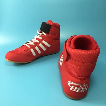 Mid Cut Παιδιά Small Size 30 31 Παπούτσια πυγμαχίας Ανδρικά Γυναικεία Αγελάδα Τένοντα Σόλα Πάλης Εφαρμογή Παπούτσια Προπόνηση Αντιολισθητικά Παπούτσια Kungfu