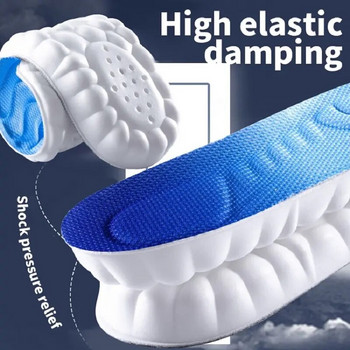 Спортни стелки за обувки Жени Мъжки PU подметка Мека дишаща 4D възглавница за абсорбиране на удари Бягане Ортопедични стелки за грижа за краката