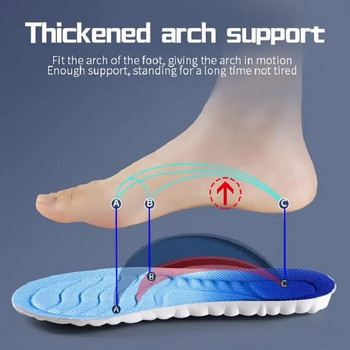 Спортни стелки за обувки Жени Мъжки PU подметка Мека дишаща 4D възглавница за абсорбиране на удари Бягане Ортопедични стелки за грижа за краката