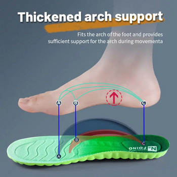1 чифт спортни стелки PU Високоразтегливи Удароустойчиви Антибактериални антиодорантни Дишащи стелки Удобни за обувки Възглавница