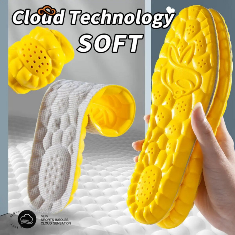 4D spordisisetallad kingadele PU-tald, pehme hingav põrutust summutav padi Jooksu ortopeedilised hooldavad sisetallad