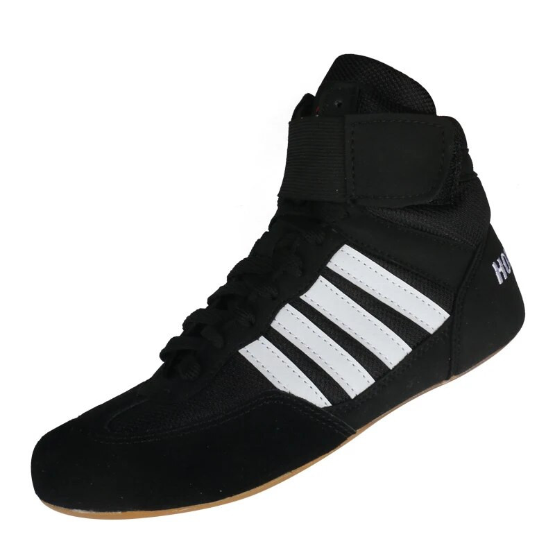 Juodi imtynių batai, moteriški, kvėpuojantys, neslystantys kovos treniruokliai, sportbačiai, poros, profesionalūs minkšti bokso imtynių batai