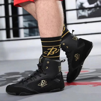 Ανδρικά γυναικεία παπούτσια πυγμαχίας με καυτές εκπτώσεις 2024 Μαύρα κόκκινα παπούτσια πάλης για Unisex Luxury μάρκας Man Fighting Shoes Αθλητικά παπούτσια