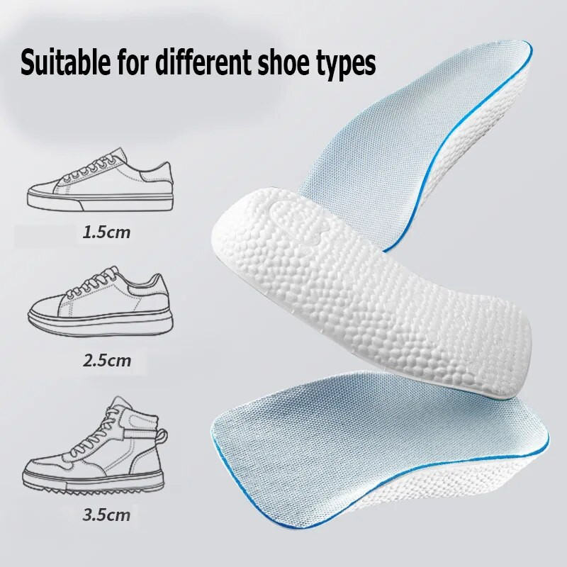 Aukštį didinantys vidpadžiai vyrams Moteriški Batai Pėdų lanko atrama Ortopediniai vidpadžiai Sportbačiai Atminties plokščios putplasčio batų kulnų pakėlimo pagalvėlės