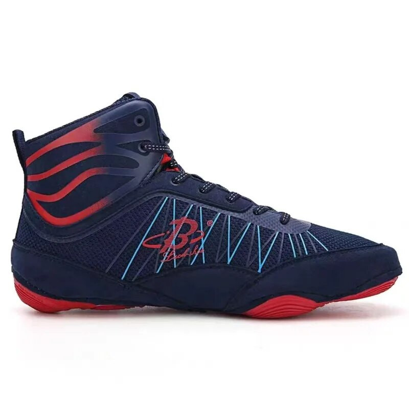 Professionaalsed meeste naiste maadlusjalatsid Sinised punased poksijalatsid paaridele Luksusbrändi jõusaalijalatsid Unisex Disainer Võitlusjalats Boy